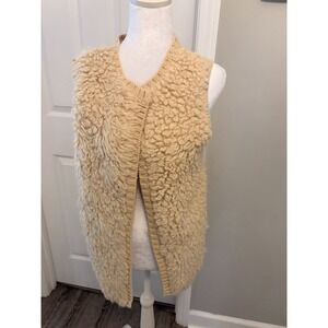 Xhilaration Cozy Faux Fur Knit Sweater Vest Open Front Beige L Indie Sleaze Boho